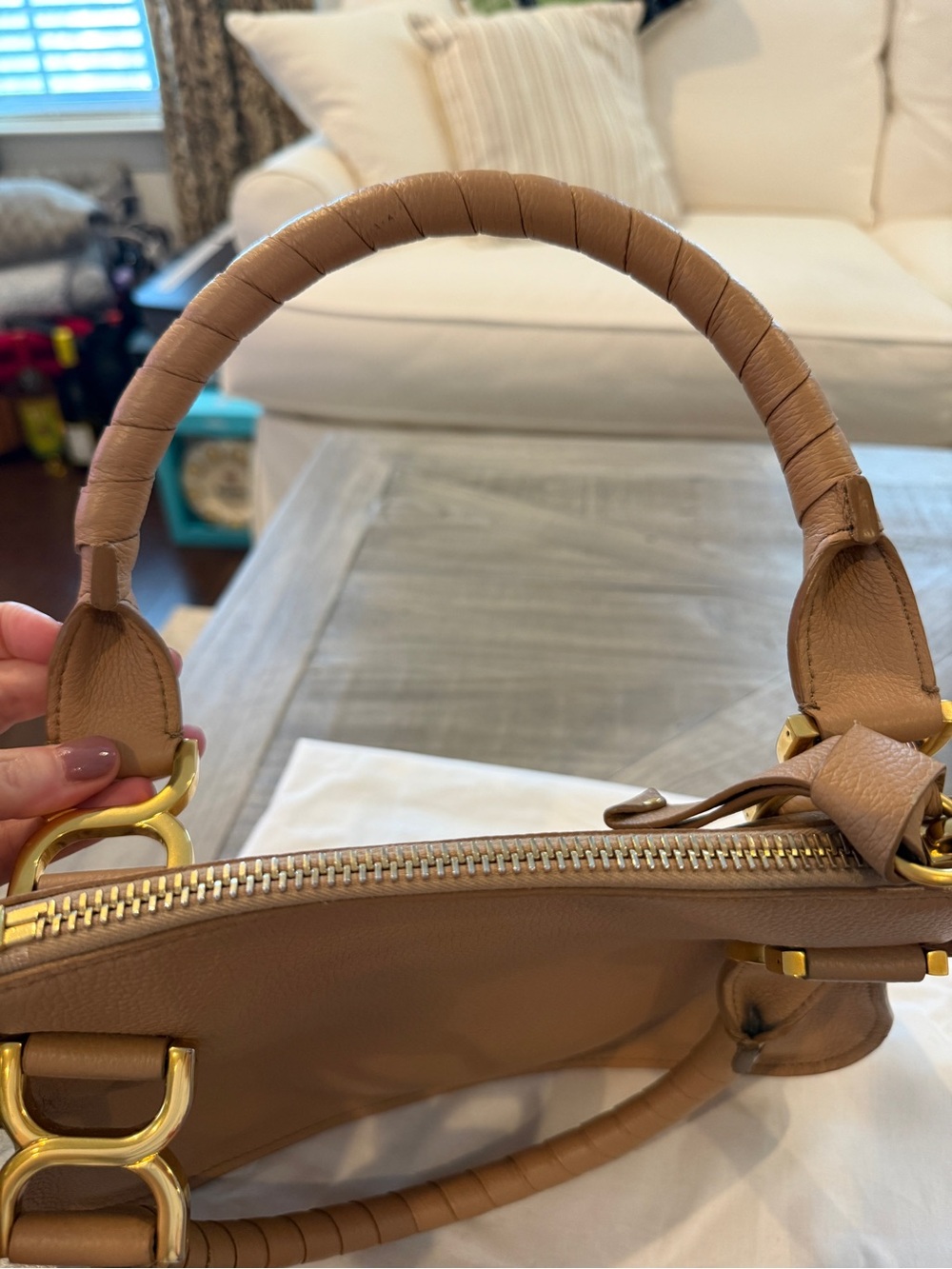 Chloé Marcie Small Satchel Cognac Brown Leather Satchel with Gold Hardware - Picture 6 of 15